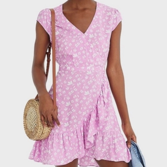 J. Crew Dresses & Skirts - J. Crew Ruffle-front mini dress in soft rayon bubblegum floral Sz 12 J039-12